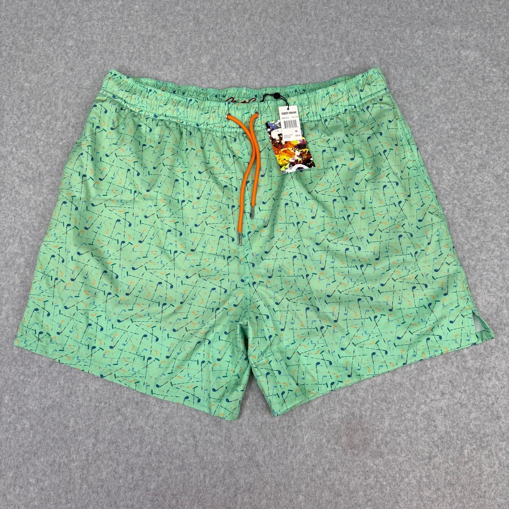 Robert Graham Mens Golf Clubs Swim Trunks Green Board Shorts XL SMRG102 NEW